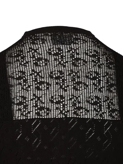 Chloé Transparent Design Cotton Sweater With Front Button Closure In Black