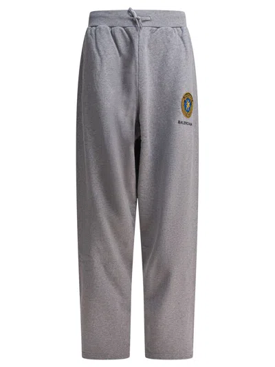 Balenciaga Wide Leg Cotton Jogging Trousers In Gray