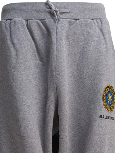 Balenciaga Wide Leg Cotton Jogging Trousers In Gray