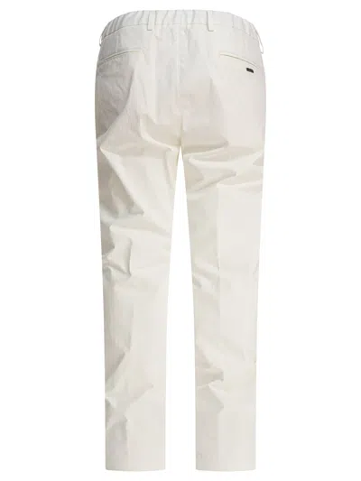 Herno Tailored White Trousers With Polished Finish In Neutral