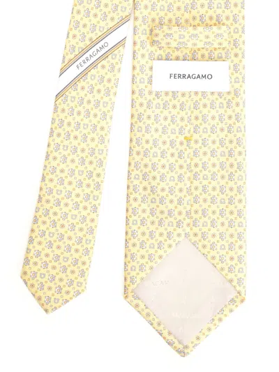 Ferragamo Turtle Print Silk Tie Ties And Bow Ties Yellow