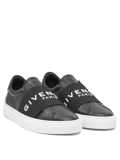 Givenchy Calfskin Leather Sneakers With Printed Logo And Contrasting Sole In Black