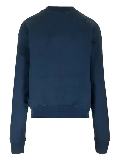 Chloé Blue Crewneck Sweatshirt With Logo Lettering Print In Cotton Woman