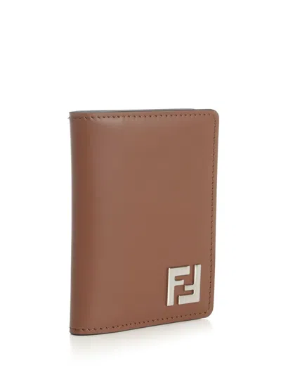 Fendi Vertical Ff All Over Card Holder Wallets Brown