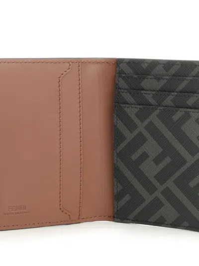 Fendi Vertical Ff All Over Card Holder Wallets Brown