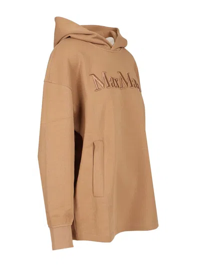 's Max Mara Visiera Hooded Sweatshirt Max Mara Logo Sweatshirts Beige In Neutral