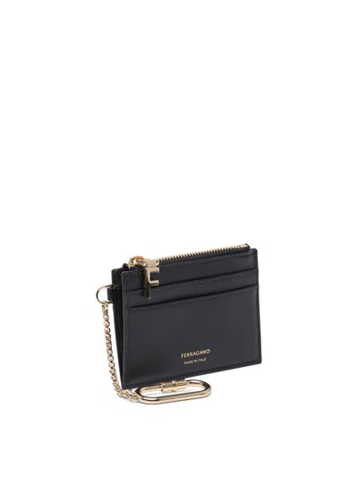 Ferragamo Hot Stamp Zip Leather Card Holder