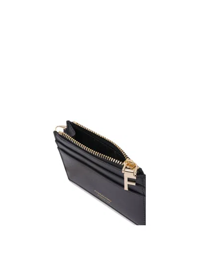 Ferragamo Hot Stamp Zip Leather Card Holder