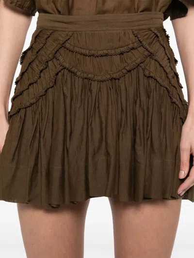 Isabel Marant Étoile Ceola Frilled Cotton-blend Miniskirt In Brown