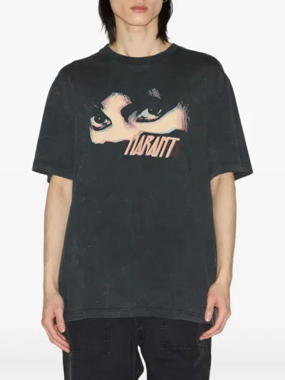 Isabel Marant Crew Neck Graphic Print Short Sleeves T-shirt In Gray