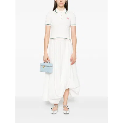 Casablanca Textured Cotton Polo Shirt With Contrast Collar In Neutral