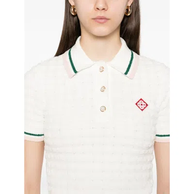 Casablanca Textured Cotton Polo Shirt With Contrast Collar In Neutral