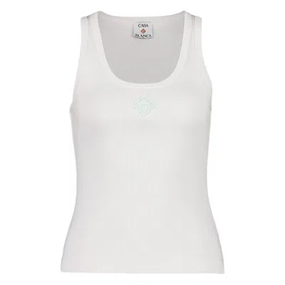 Casablanca Ribbed Logo-plaque Tank Top In White