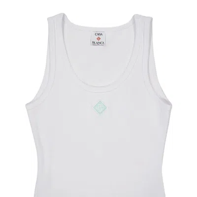 Casablanca Ribbed Logo-plaque Tank Top In White