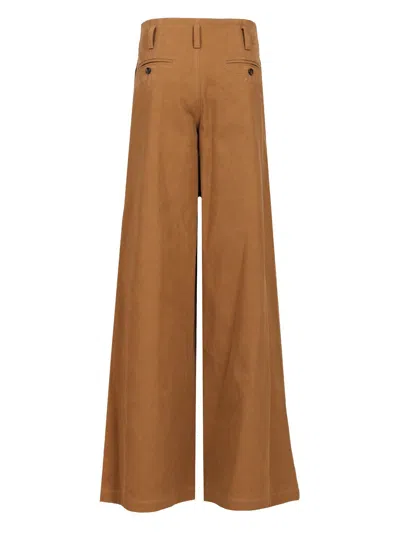 Chloé Brown Pants With Belt Loops And Wide Leg In Cotton Woman In Brown