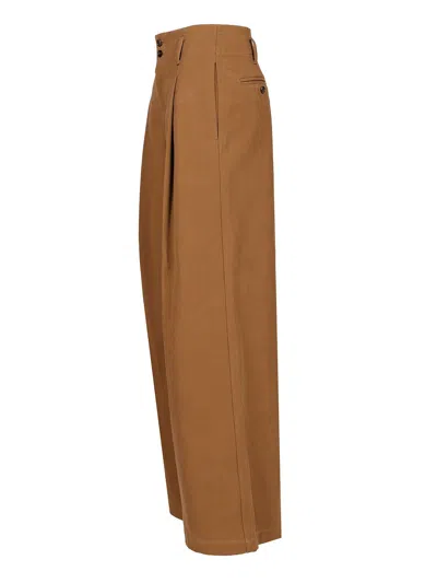 Chloé Brown Pants With Belt Loops And Wide Leg In Cotton Woman In Brown
