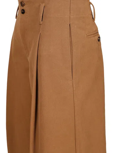 Chloé Brown Pants With Belt Loops And Wide Leg In Cotton Woman In Brown