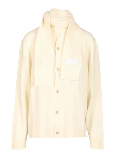 Mm6 Maison Margiela Wool Blend Cardigan Knitwear White In Neutral