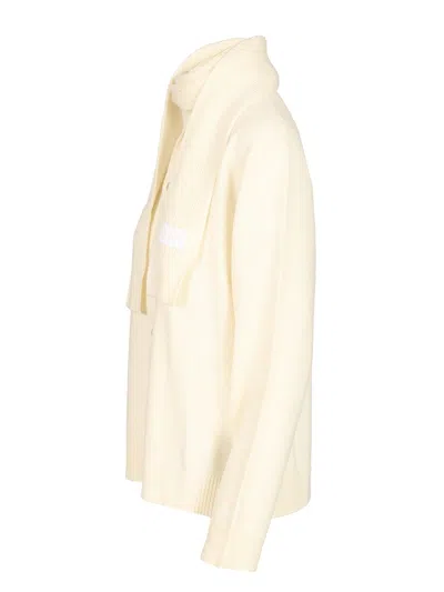 Mm6 Maison Margiela Wool Blend Cardigan Knitwear White In Neutral