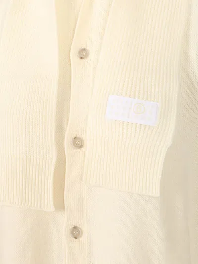 Mm6 Maison Margiela Wool Blend Cardigan Knitwear White In Neutral