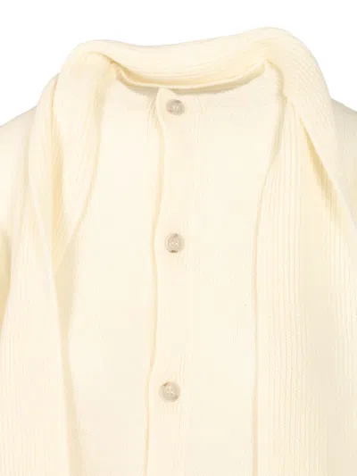 Mm6 Maison Margiela Wool Blend Cardigan Knitwear White In Neutral