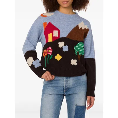 Moschino Shetland Wool Sweater With Landscape Intarsia In Multi