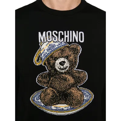 Moschino Teddy-intarsia Wool Jumper In Black