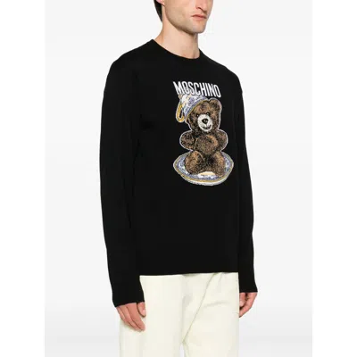 Moschino Teddy-intarsia Wool Jumper In Black