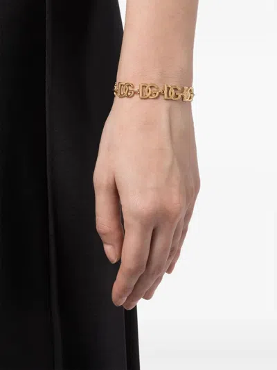 Dolce & Gabbana Logo-plaque Polished-finish Bracelet In Gold