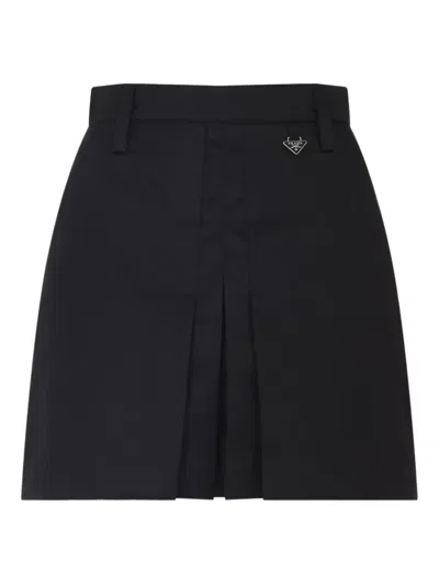Prada Mini Skirt With Belt Loops And Pleats