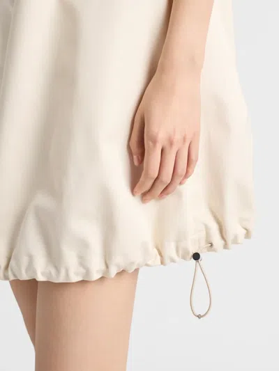 Prada Sleeveless Chino Drawstring Mini Dress In Neutral