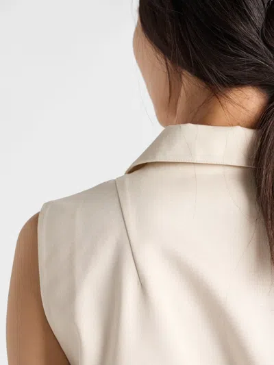 Prada Sleeveless Chino Drawstring Mini Dress In Neutral