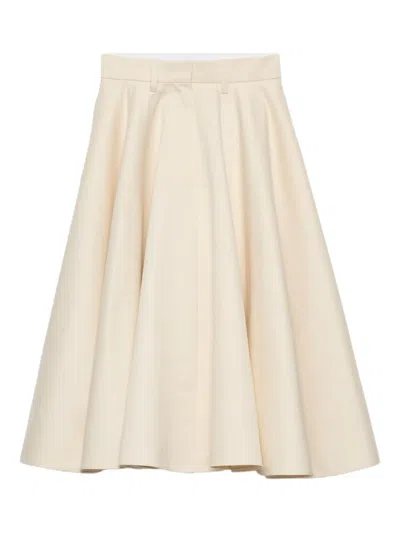 Prada Triangle-logo Flared Skirt In Neutral