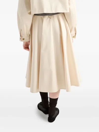 Prada Triangle-logo Flared Skirt In Neutral