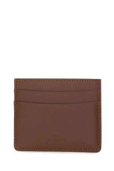 Apc A.p.c. Men Brown Leather Card Holder In Brown