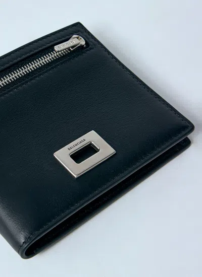 Balenciaga Men Rodeo Sqaure Folded Wallet In Black