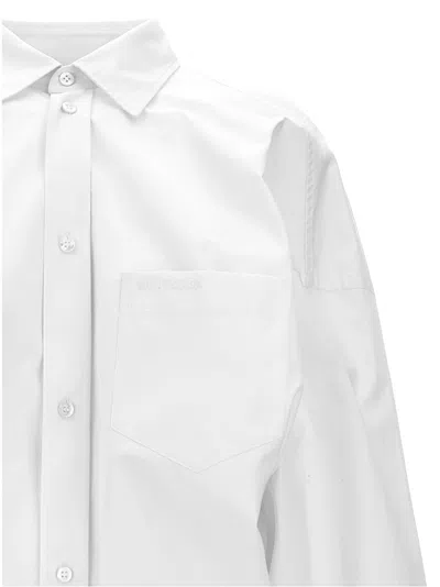 Balenciaga Asymmetric Shirt With Logo Embroidery In White