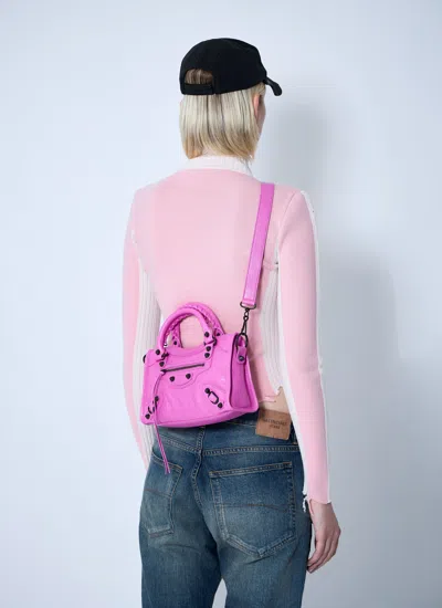 Balenciaga Le City Leather Stud-embellished Tote Bag In Pink