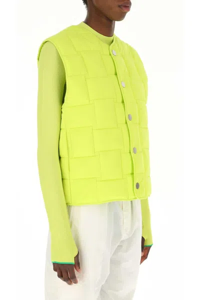 Bottega Veneta Technical Nylon Vest With All-over Woven Pattern In Green
