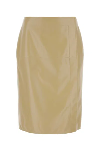 Bottega Veneta Women Beige Leather Skirt In Neutral
