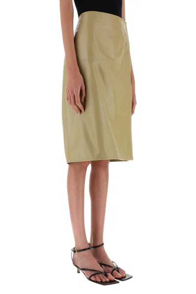 Bottega Veneta Women Beige Leather Skirt In Neutral