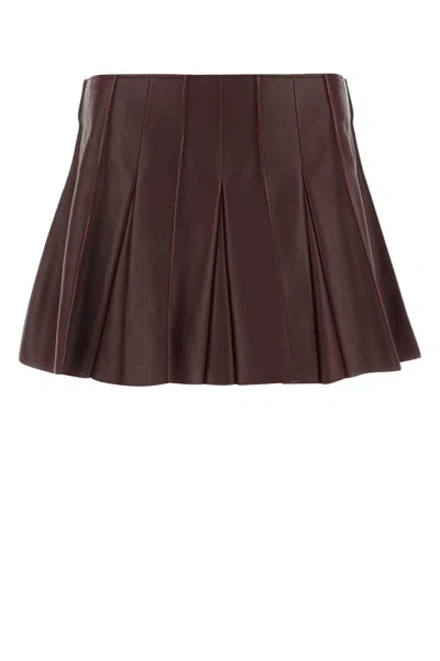 Bottega Veneta Burgundy Leather Mini Skirt