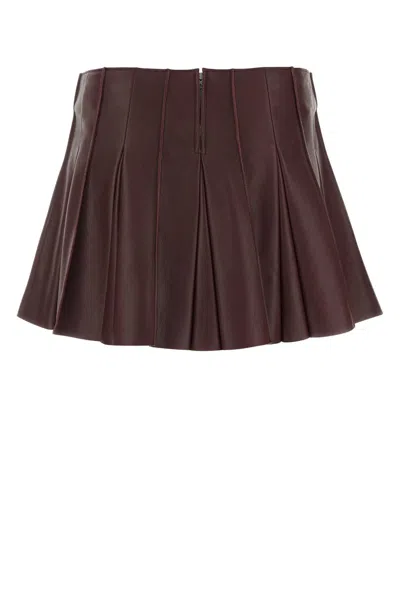 Bottega Veneta Burgundy Leather Mini Skirt