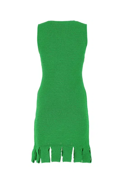 Bottega Veneta Women Grass Green Stretch Cotton Blend Mini Dress In Green