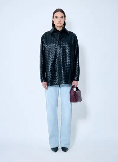 Bottega Veneta Women Intrecciato Leather Overshirt