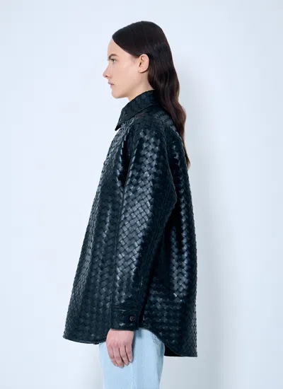 Bottega Veneta Women Intrecciato Leather Overshirt