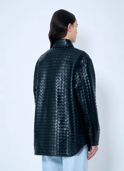 Bottega Veneta Women Intrecciato Leather Overshirt