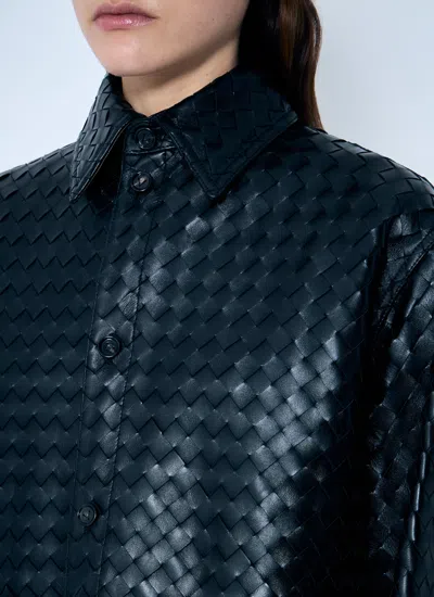 Bottega Veneta Women Intrecciato Leather Overshirt