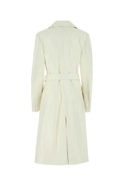 Bottega Veneta Women Ivory Leather Coat In Neutral