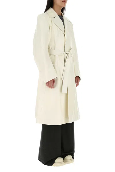 Bottega Veneta Women Ivory Leather Coat In Neutral